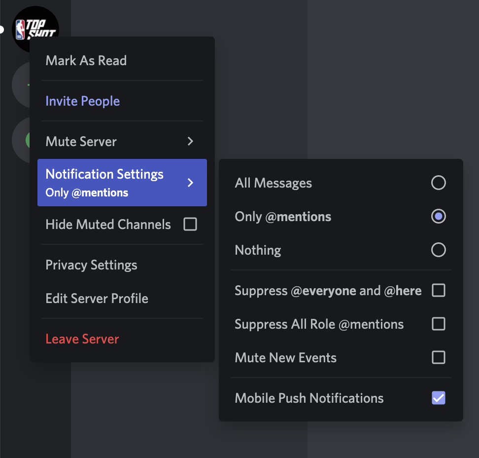 Privacy settings on Discord